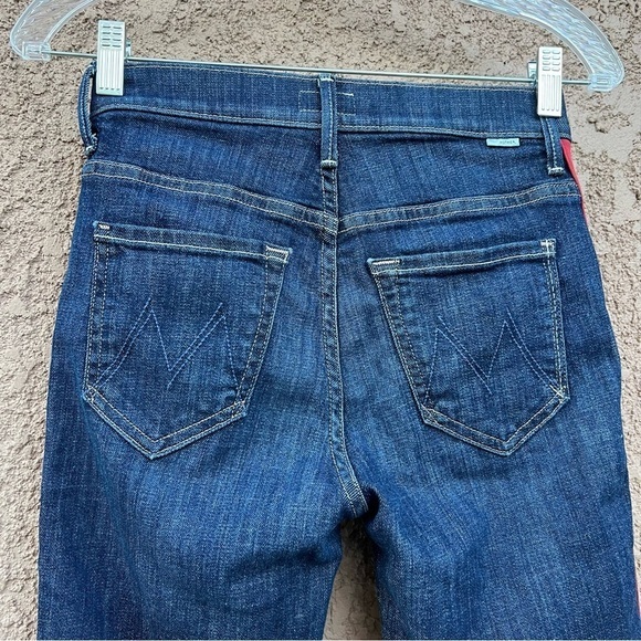 MOTHER Insider Crop Step Fray in Speed Racer‎ Red Stripe Raw Hem Jeans 24 - Picture 9 of 17